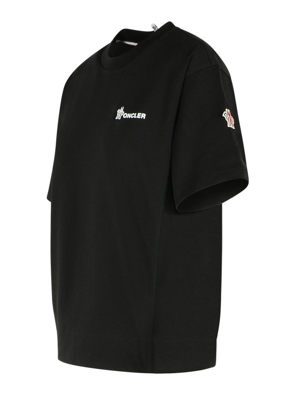 The Best Shops MONCLER: t-shirts - Black Cotton T-Shirt