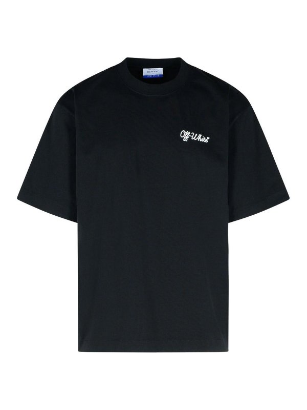 OFF-WHITE: t-shirts - Script Skate Black Cotton T-Shirt