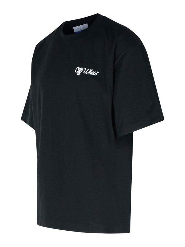 The Best Shops OFF-WHITE: t-shirts - Script Skate Black Cotton T-Shirt