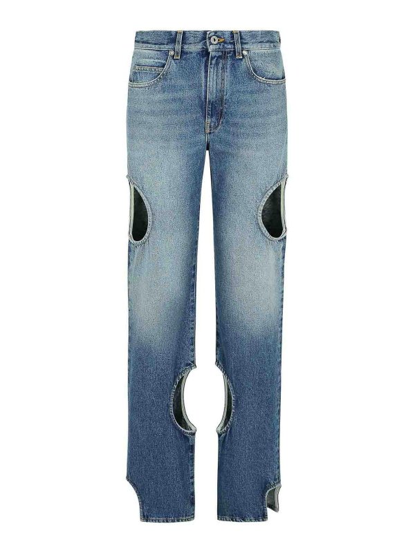 OFF-WHITE: bootcut jeans - Meteor Blue Denim Jeans