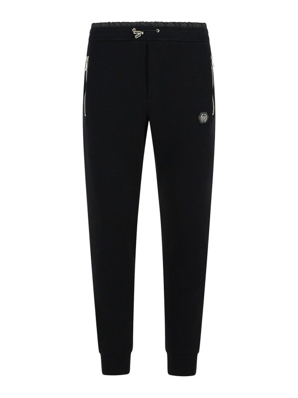 PHILIPP PLEIN: tracksuit bottoms - Jogger Black Cotton Pants