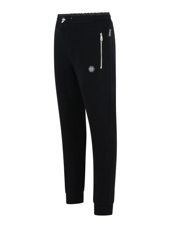The Best Shops PHILIPP PLEIN: tracksuit bottoms - Jogger Black Cotton Pants