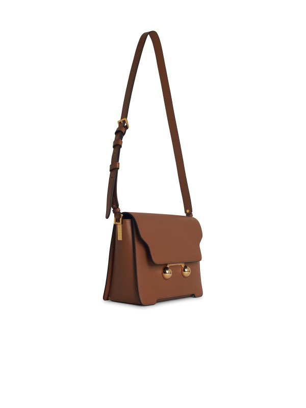 Marni: cross body bags online - New Trunk Beige Leather Crossbody Bag