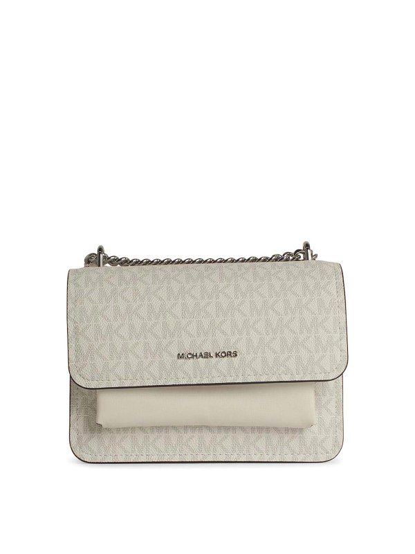 MICHAEL KORS: borse a tracolla - Borsa a traversa in pelle bianca Claire