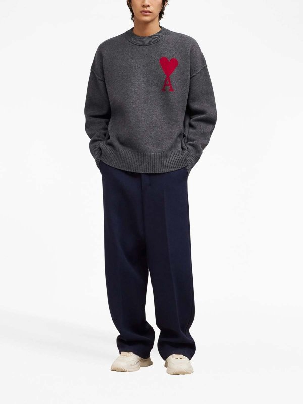 The Best Shops AMI PARIS: Pull col rond - Pull Col Rond - Gris Clair