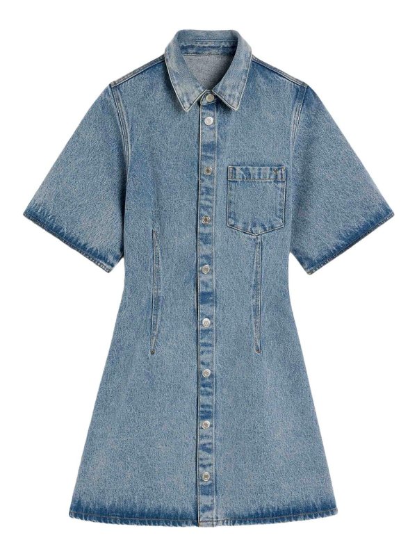 AMI PARIS: knee length dresses - Denim Shirtdress