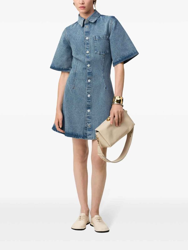 AMI PARIS: knee length dresses online - Denim Shirtdress