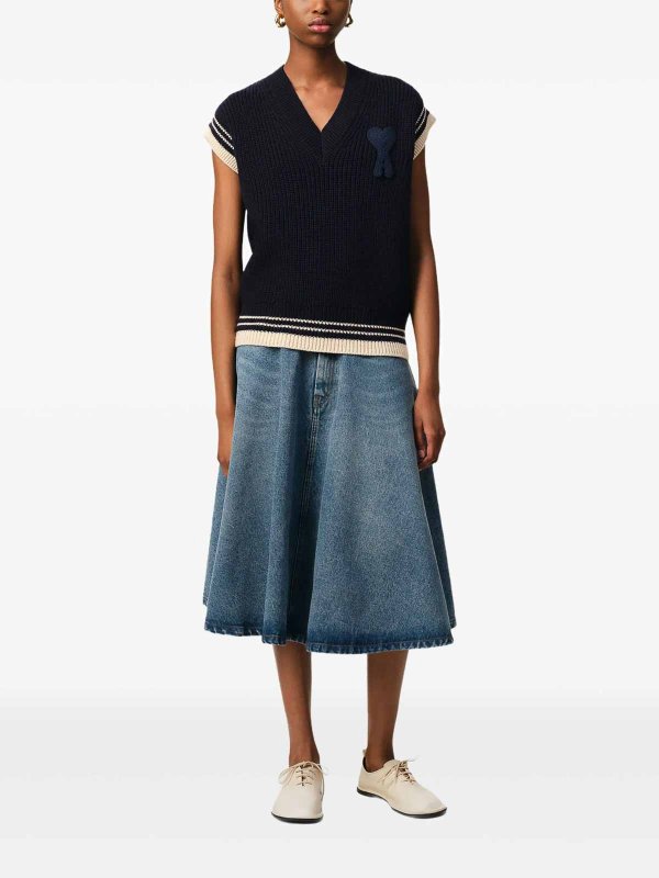 AMI PARIS: vests online - De Coeur Knitted Vest