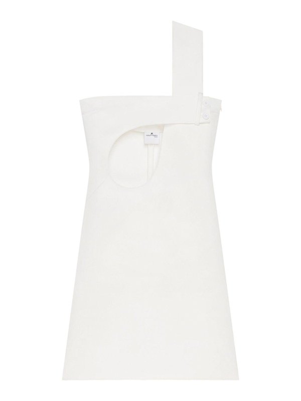 Courreges: knee length dresses - Cut-Out Satin Dress