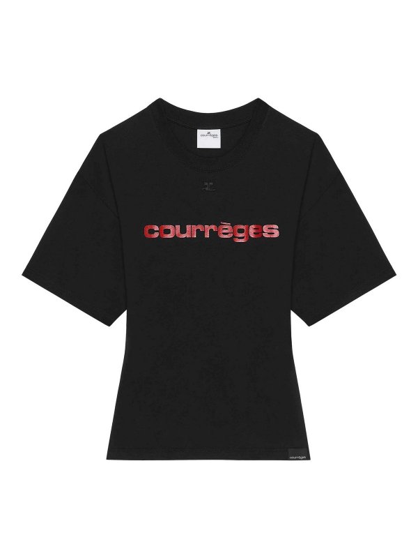 Courreges: t-shirts - Logo-Print T-Shirt