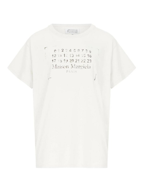 Maison Margiela: t-shirts - Logo-Print Cotton T-Shirt