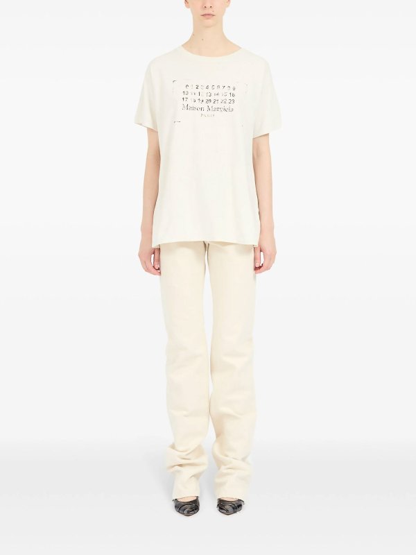 Maison Margiela: t-shirts online - Logo-Print Cotton T-Shirt