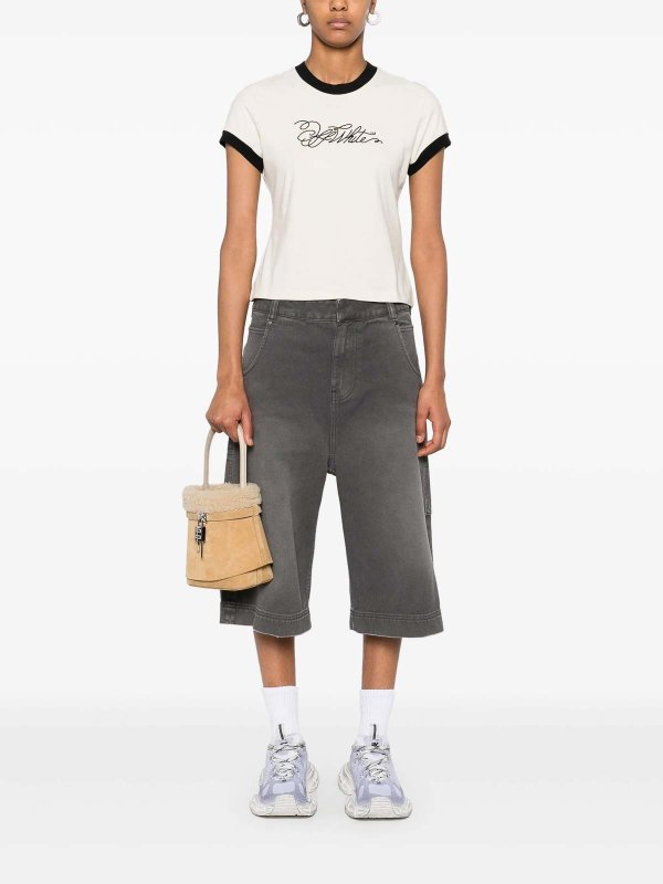 OFF-WHITE: t-shirts online - Logo-Embroidered T-Shirt