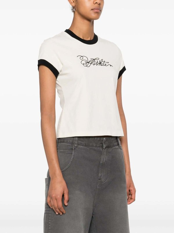 The Best Shops OFF-WHITE: t-shirts - Logo-Embroidered T-Shirt