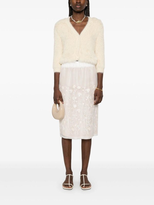 P.A.R.O.S.H.: Knee length skirts & Midi online - Sorgente Floral-Embroidered Midi Skirt