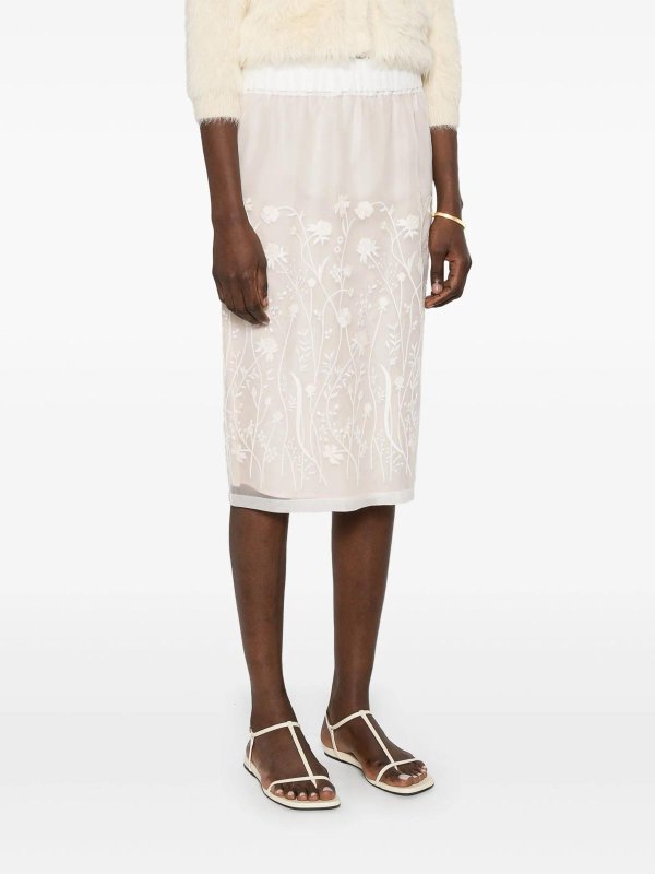 The Best Shops P.A.R.O.S.H.: Knee length skirts & Midi - Sorgente Floral-Embroidered Midi Skirt