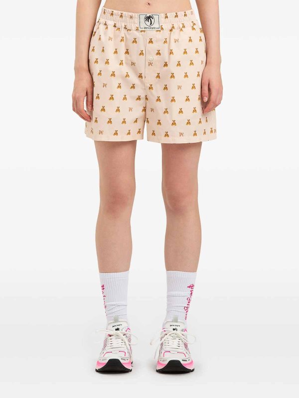 The Best Shops Palm Angels: Trousers Shorts - Mini Bear Monogram Shorts