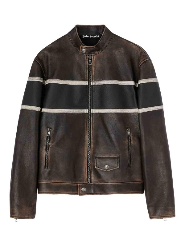 Palm Angels: casual jackets - Crystal Pin-Up Byker Jacket