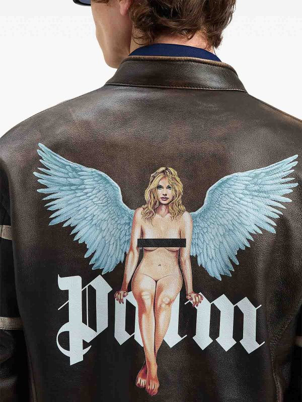 The Best Shops Palm Angels: Crystal Pin-Up Byker Jacket