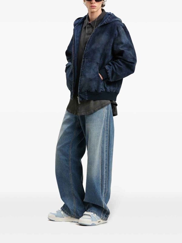 Palm Angels: bootcut jeans online - Curved Logo Loose-Fit 5 Pockets Jeans