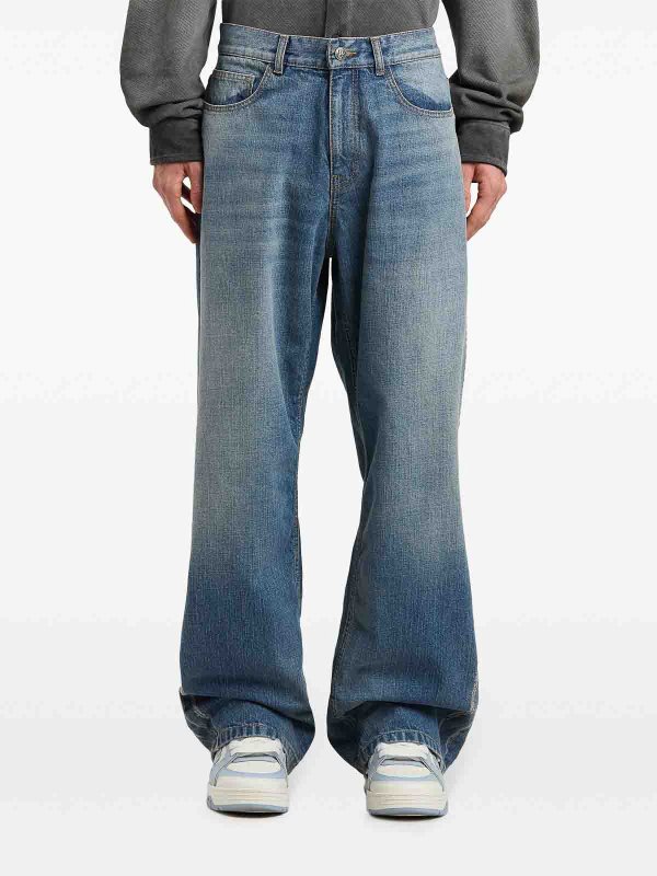 The Best Shops Palm Angels: bootcut jeans - Curved Logo Loose-Fit 5 Pockets Jeans