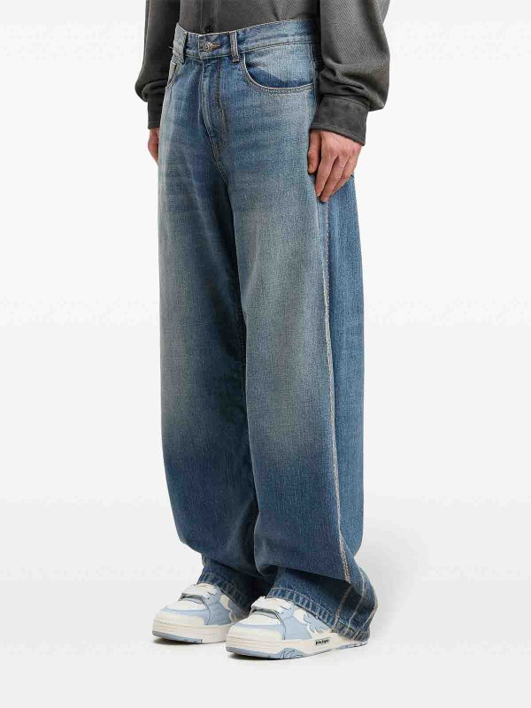 Curved Logo Loose-Fit 5 Pockets Jeans shop online: Palm Angels