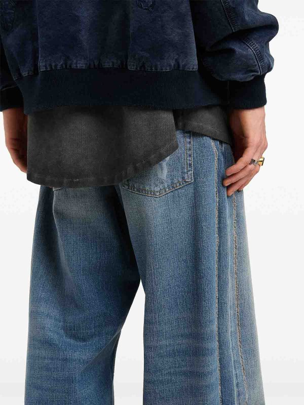 The Best Shops Palm Angels: Curved Logo Loose-Fit 5 Pockets Jeans