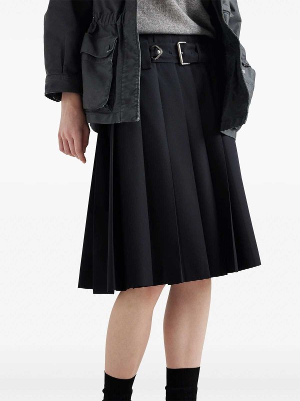 Belted Pleated Skirt shop online: PRADA