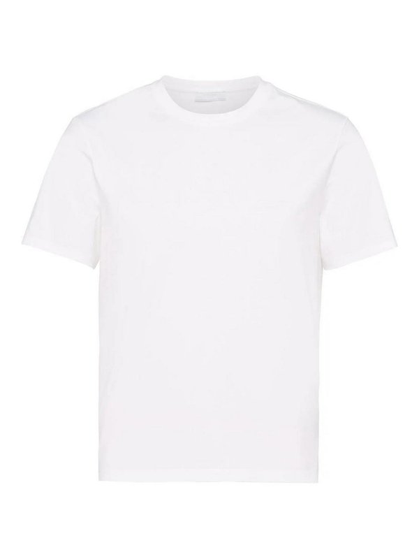 PRADA: t-shirts - Logo-Embroidered Cotton T-Shirt