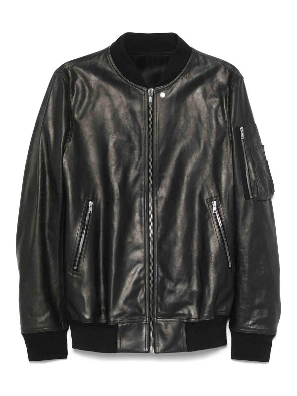 RICK OWENS: leather jacket - Classic Flight Leather Jacket