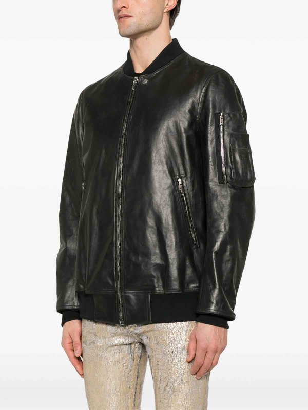 The Best Shops RICK OWENS: leather jacket - Classic Flight Leather Jacket