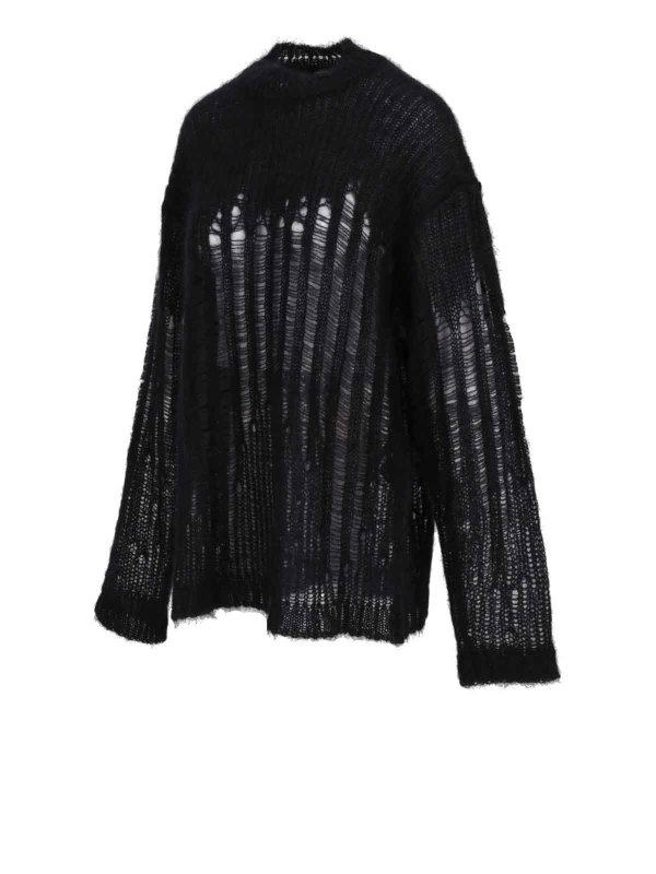ANN DEMEULEMEESTER: Strickpullover mit Rundhalsausschnitt online - Rundhalspullover - Schwarz
