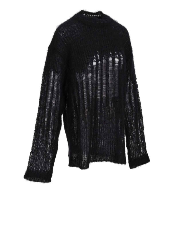 The Best Shops ANN DEMEULEMEESTER: Strickpullover mit Rundhalsausschnitt - Rundhalspullover - Schwarz