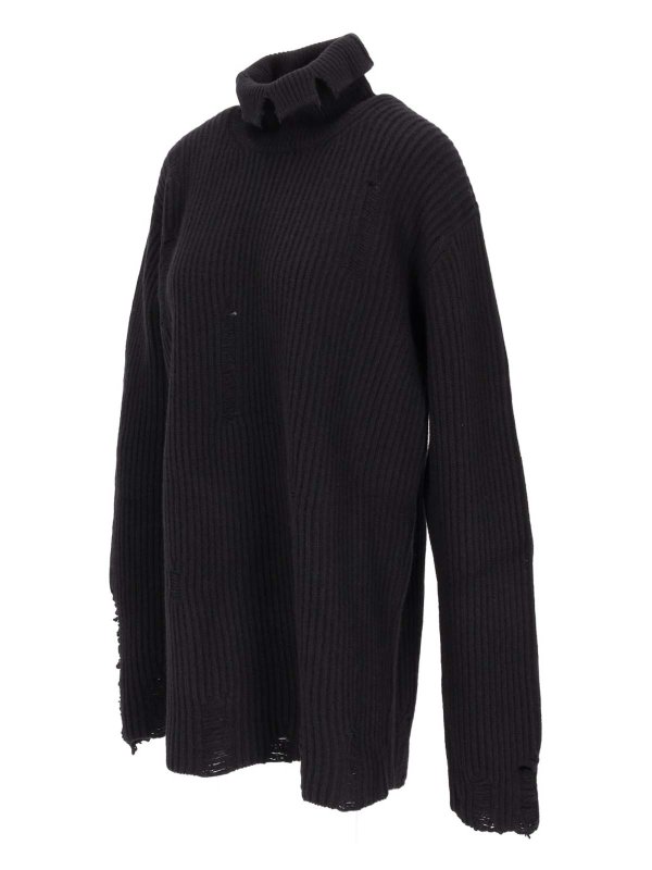 ANN DEMEULEMEESTER: Strickpullover mit Rundhalsausschnitt online - Rundhalspullover - Schwarz