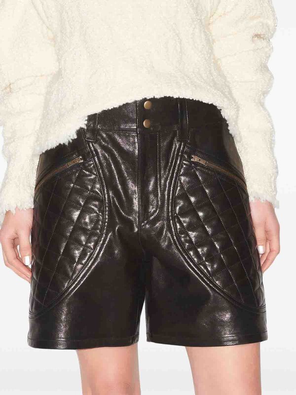 The Best Shops ISABEL MARANT: Trousers Shorts - Candice Leather Shorts