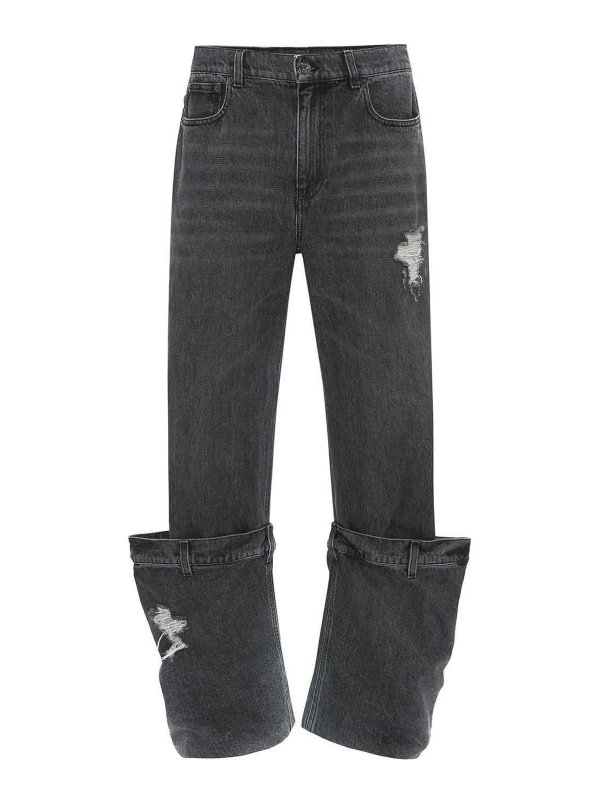 J.W. ANDERSON: bootcut jeans - Distressed Bucket Jeans