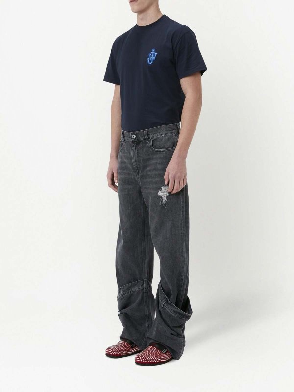 J.W. ANDERSON: bootcut jeans online - Distressed Bucket Jeans