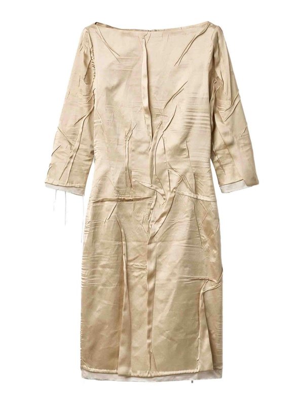 MIU MIU: knee length dresses - Crpe Satin Silk Dress