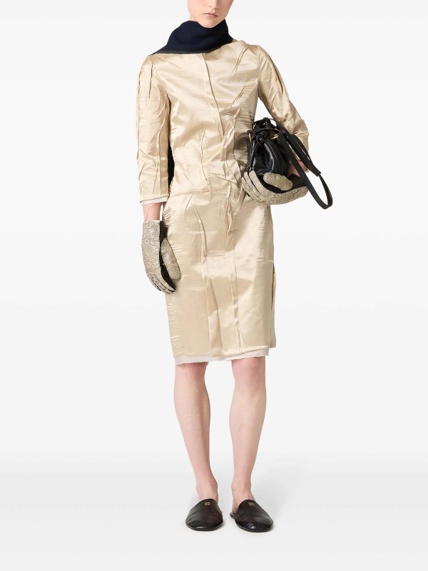 MIU MIU: knee length dresses online - Crpe Satin Silk Dress