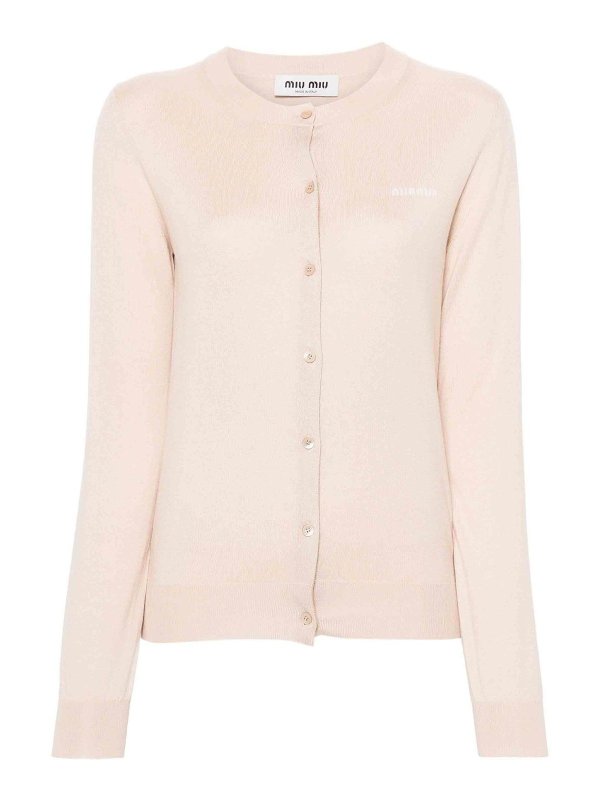 MIU MIU: cardigans - Logo-Jacquard Cardigan