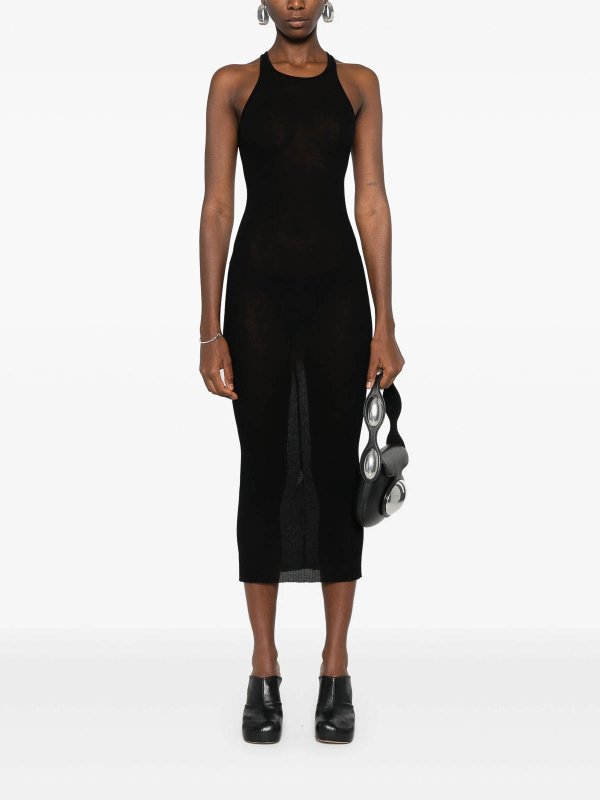 RICK OWENS: knee length dresses online - Drkshdw Ribbed Tank Midi Dress