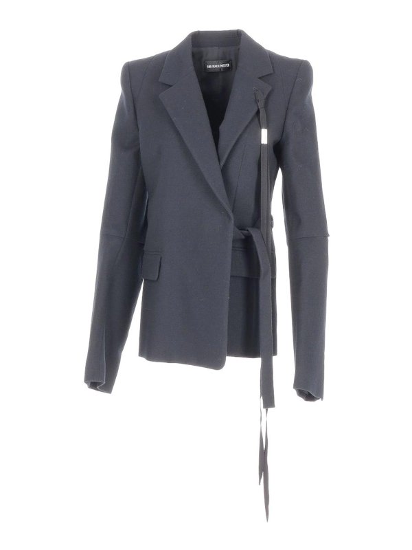 ANN DEMEULEMEESTER: giacche casual - Lana spazzolata su misura asimmetrica venla