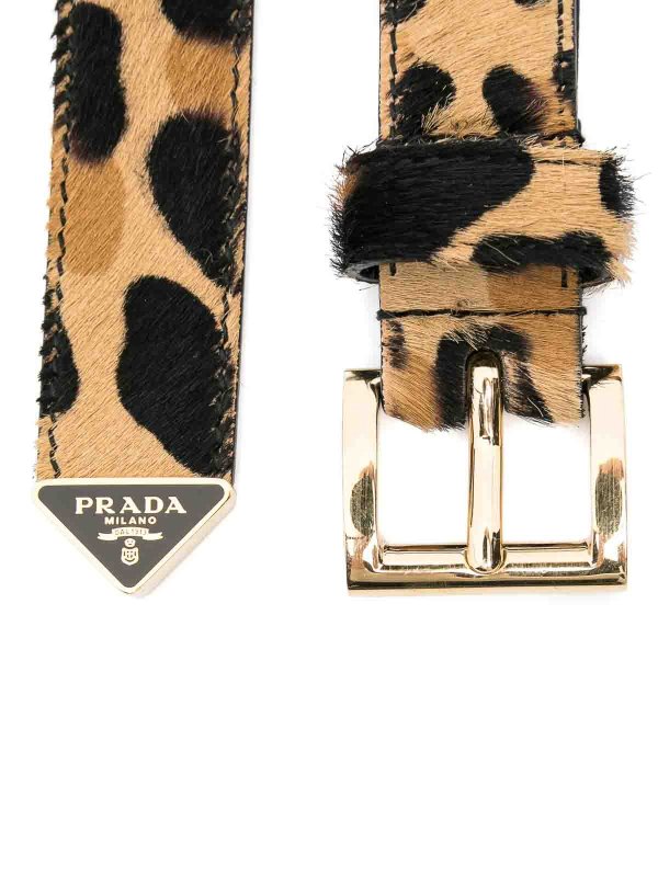 PRADA: belts online - Leopard-Panel Belt