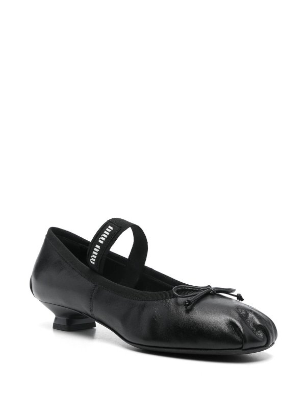MIU MIU: flat shoes online - Logo-Intarsia Ballet Flats