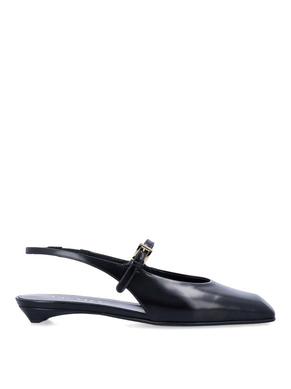 PRADA: sandals - Leather Slingback Ballet Flats