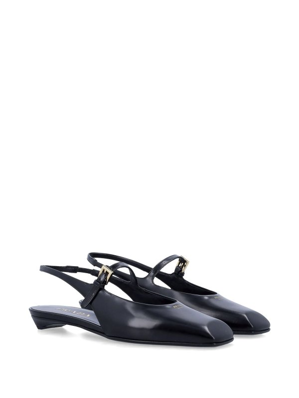 PRADA: sandals online - Leather Slingback Ballet Flats