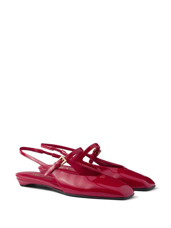 PRADA: flat shoes online - Leather Slingback Ballerina Shoes