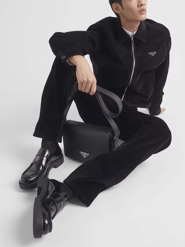 PRADA: Loafers & Slippers online - Chocolate Brushed Leather Loafers