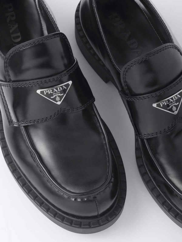 PRADA buy online Chocolate Brushed Leather Loafers