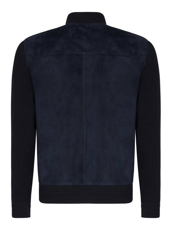 ELEVENTY: Vestes en cuir online - Blouson En Cuir - Bleu